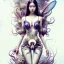 Placeholder: doll up, latex suit,Asian woman, leaning pose, full body, squid, intricate detail , watercolor illustration by <agnes cecile> butterflies everywhere, skulls, centipede, insects, nest, octopus, fly, squid, multiple eyes everywhere, Dryad, plants, wildflower,