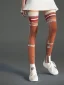 Placeholder: Billie Eilish, white stockings, skirt, t-shirt