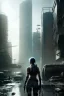 Placeholder: Girl post-apocalyptic in a cyberpunk city, realistic, intriacte detail, sci-fi fantasy style, volumetric lighting, particales,highly detailed,cinamatic, deep