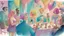 Placeholder: Illustration of adult party, animated, cartoon, pastel colors, fantastical, watercolor