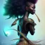 Placeholder: Bailarina, fantasy magic, intricate, sharp focus, illustration, highly detailed, digital painting, concept art, bailarina matte, masterpiece head sexy view black African beauty black afro hair space lady turquoise carp skin African