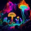 Placeholder: beautiful underground cavern full of neon colors and, the living beings are actually neon mushrooms