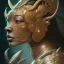 Placeholder: Sango fantasy, fantasy magic, intricate, sharp focus, illustration, highly detailed, digital painting, concept art, matte, art germ and Paul Lewin and Kehinde Wiley, masterpiece black Boar head bronze tiger Asian African girl nice breast Hawaiian hair turquoise golden waves