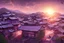 Placeholder: a cat on the roof, a town in japan, sunset reflecting on the roofs, purple colors, illustration, epic, fantasy, hyper detailed, smooth, unreal engine, sharp focus, ray tracing