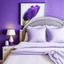 Placeholder: Concept of lavender flower in a hotel bedroom, modern classic style, lavender colors