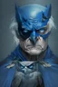 Placeholder: batman old face and with big blue eyes holding an eagle in his left hand