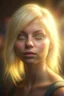 Placeholder: a cute blonde female that stares at us like we are the prettiest demons she has ever seen, its such a perfect day, motion blur, smoke, 8k, downlight, soft light, depth of field, photorealism, trending on art station, lotsa detail