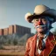 Placeholder: Ultra realistic western scene. clown sweet man, waist up view, Wes Anderson style, happy, highly detailed, concept art, unreal engine 5, god rays, ray tracing, RTX, lumen lighting, ultra detail, volumetric lighting, 3d, finely drawn, high definition, high resolution.