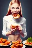 Placeholder: girl stuffing her face with food