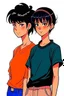 Placeholder: Relaxed and Stylish Anime 90s , short black hair , two personalities