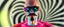 Placeholder: blissfull genious, ultra chromatic, cyber jobe, flying yoga magic , lawn mover man movie character, portrait of upper body of cool transparent guy made with nano tape and with shades and mustache and bald head, saw blade beholder eye tyrant flating beholder kin with eyes on each saw blade tooth saying something profound, hypnotic zebra twirl background, with chrome reflections, like he is floating in a giger cartoon