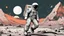 Placeholder: comic style, Moon landing