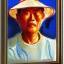 Placeholder: Portrait of OLd Chinese Fishermen on boat wearing bucket hat by edvard munch 8k