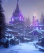 Placeholder: A magical snowy warlock castle with river canals and a large Christmas tree