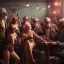 Placeholder: Realistic photo, American shot view, old man, cabaret scene, steampunk. Women, Drunken, Sunglasses, smoking, happy, hot. Many people background, highly detailed, concept art, unreal engine 5, ray tracing, RTX, lumen lighting, ultra detail, volumetric lighting, 3d, finely drawn, high definition, high resolution.