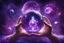 Placeholder: kundalini, connected to the universe, purple galaxy, holding universes in glass balls in hands