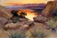 Placeholder: Sunset, rocks, mountains, rocky land, epic, john singer sargent watercolor paintings