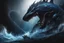 Placeholder: Huge Black venom in 8k solo leveling shadow drawing, shark effects, blue lights, sea, intricate details, highly detailed, high details, detailed portrait, masterpiece,ultra detailed, ultra quality