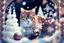 Placeholder: Double exposure, merged layers, Christmas fantasy, cat Christmas ornaments, gifts, double exposure, snowfall, heart, snowflakes, icy snowflakes, burlap, gems and sparkling glitter, sunshine