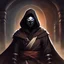 Placeholder: [ADnD in the crypt] Picture this: clad in darkness, a silent ninja protector with eyes sharp and alert. Behind him: a Skelton cloaked in a brown, hooded robe, exuding an eerie aura of power.