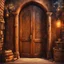 Placeholder: Halve opened massive wooden door with lots of engraved magical symbols that is the entrance to a hidden magical market. Magical smoke coming out of the door opening. Harry Potter. Magical. Epic. Dramatic, highly detailed, digital painting, masterpiece