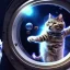 Placeholder: hyper-realistic spaceship interior with floating astronaut and cat, milkyway view through porthole, 8k resolution, high-quality, fine-detail, detailed matte, intricate, 3D octane render, illustration, digital art, brian froud, howard lyon, anna dittman, greg rutowski,