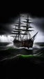 Placeholder: Pirate ship surround by ocean water, hurricane storm