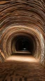 Placeholder: A tan twisty underground tunnel designed in Australian aboriginal art