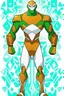 Placeholder: A new space creature from Ben 10 cartoon. Strong and graceful. From the White faction. Advanced hybrid metal golem. And the diamonds. He has a glowing green tattoo in the shape of old magic words. Four plants.