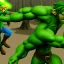 Placeholder: link in zelda fighting the hulk, realistic photo