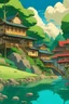 Placeholder: ghibli like japan january scenery