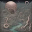 Placeholder: in style of Daniel Merriam, mongolian death worms, writhing, sinister, mortal pangs of scenic solitude, dreamscape, surreal