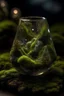Placeholder: Maulwurf made of stardust in a glass, above moss, Details, sharpness, 8K, highest quality, masterpiece,
