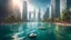 Placeholder: Climate emergency. A modern city partially submerged under rising sea levels. Skyscrapers emerge from the water, while streets and lower buildings are completely flooded. Boats navigate roads where cars once drove, and people wade through deep water. Beautiful award-winning photograph, inspiring, rule of thirds, balanced delightful composition, perfect lighting, superb detail, 16k render