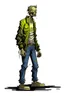 Placeholder: zombie, illustration, full body, standing, mean,, looking sideways,