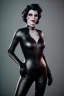 Placeholder: portrait of shae marks as evil queen in black leather catsuit, leather, angry, stern look, volumetric lighting, particales,highly detailed,cinematic, deep colours,8