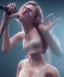 Placeholder: female singer at concert with crowd cheering, unreal 5, volumetric details, hyper realism