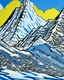 Placeholder: A pale blue mountain covered in ice painted by Roy Lichtenstein