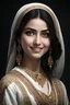 Placeholder: persian ghajar girl (young woman pale skin)), dark background, mid shot, full body, happy expression, looking down, ultra realistic, highres, superb, 8k wallpaper, extremely detailed, intricate, limited palette,