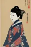 Placeholder: Portrait lady, full body shot, full-color medium shot, style of Japanese noh masks