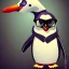 Placeholder: Hipster penguin with look and fashion from THE 1960'S. Retro clothing style.