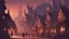 Placeholder: a painting of view from far on night busy street in elvish gothic city, Nevendaar, The Elven Alliance, Disciples 2 , Disciples II :: elvish town, Elf Kingdom, elvish village :: traditional elven architecture, elvish scene painting, dark fantasy, gothic :: a storybook illustration by James Gilleard, behance contest winner, 2d game art, storybook illustration, rich color palette, spring:1.5 , flowers:1.5 , waterfalls:1.5 , elf:1.8 , elvish:1.8 , elven:1.8 (night):2