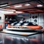 Placeholder: garage containing hovercraft