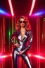 Placeholder: Fullbody photograph disco club 80s retro,super model pretty girl,fashion latex suit,sunglasses ,disco light background