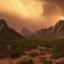 Placeholder: desert, storming, lightning, rainy, mountains, landscape, hyperrealisme, sharp focus