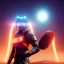 Placeholder: portrait, eternal samurai fusion space suit, floating in space, sun burning bright in background, neon light, 8k, 3d, blender