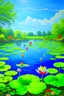 Placeholder: impressionism nature peace communication compassion tranquility water lillies birds blue sky