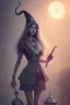 Placeholder: cute witch with broken leg in hospital, realism, depth of field, professional photo,all colors and grey