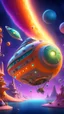 Placeholder: big ass comet floating around in space among weird living space ship creatures, spelljammer, Pixar-inspired, expertly crafted in a whimsical and vibrant cartoon style. is masterfully rendered in a lifelike 3D design, which captivates viewers with there irresistible charm. The background is filled with warm, inviting colors and a 3D render, creating a cinematic. depth of field