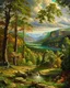Placeholder: Prompt: Style: A monumental nineteenth-century American Romantic landscape painting inspired by the grand panoramic tradition of the Hudson River School. Luminous realism, masterful atmospheric perspective, refined glazing techniques, dramatic natural light, meticulous botanical detail, majestic wilderness, subtle oil textures, museum-quality fine art, celebrating the sublime beauty of untouched nature. Subject: The colossal giant sequoias of Sequoia National Park dominate the landscape, their